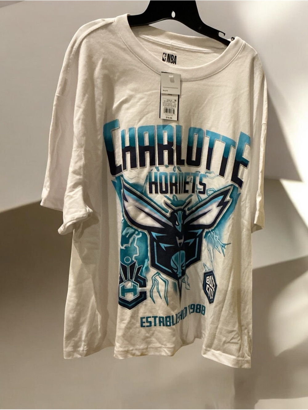 NBA Charlotte Hornets Logo T-Shirt - White Blue Black